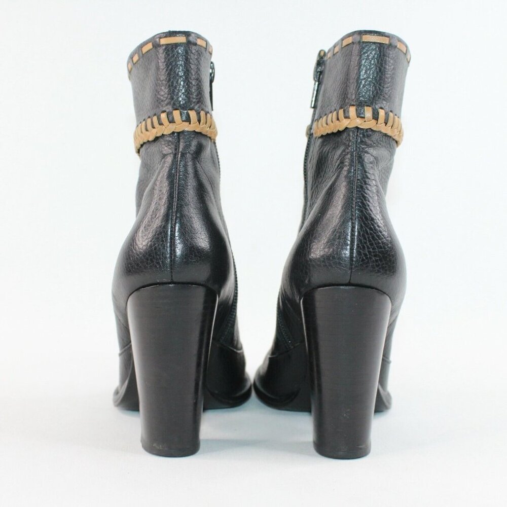 Carlos By Carlos Santana Womens 5M Black Leather Side Zip Ankle High Heel Boots - Picture 5 of 12